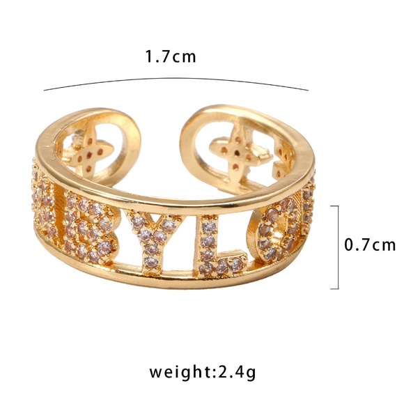 Elegant Geometric Multilayer CZ Open Ring - Picture 6 of 6